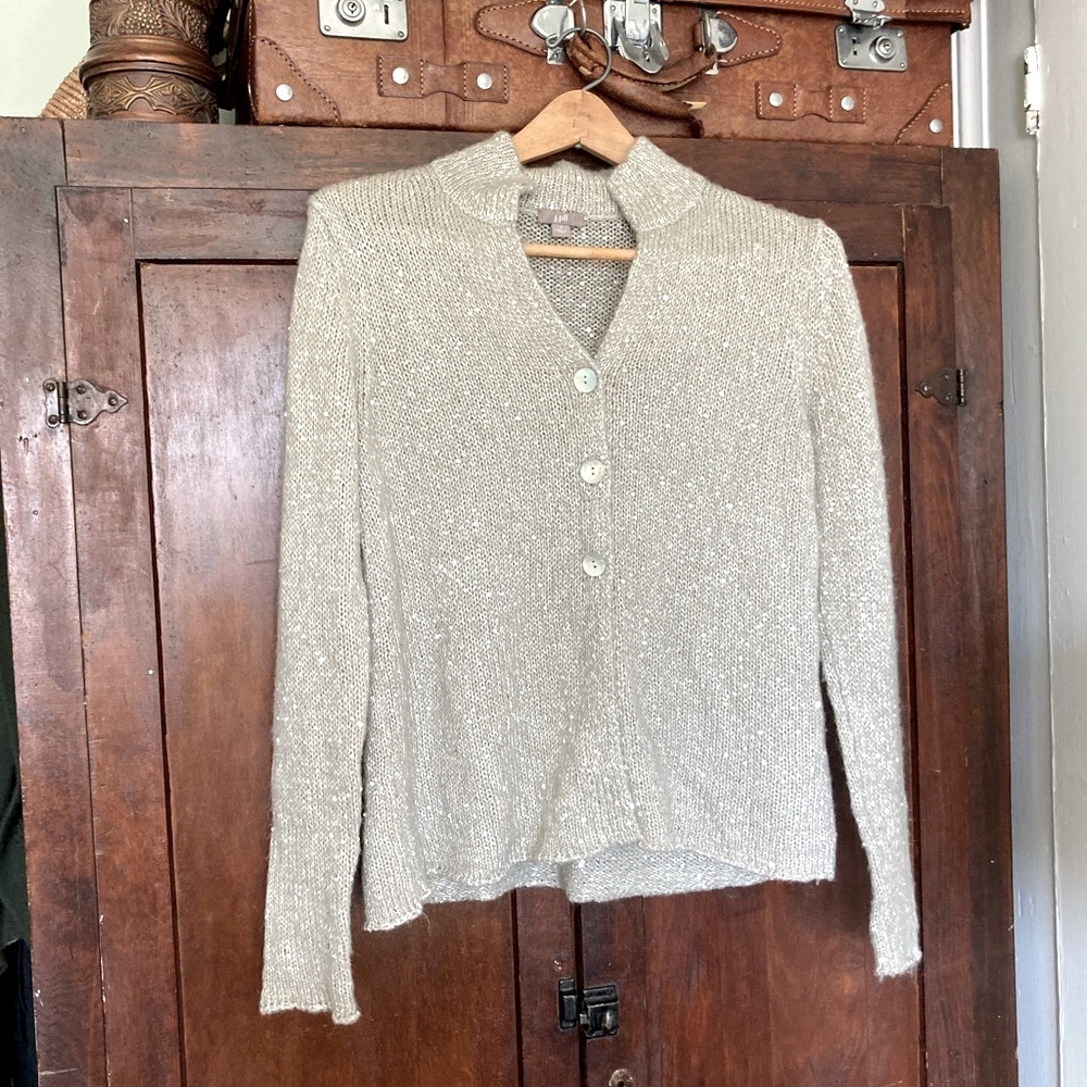 Sequined JJill Cardigan with Mother of Pearl Buttons